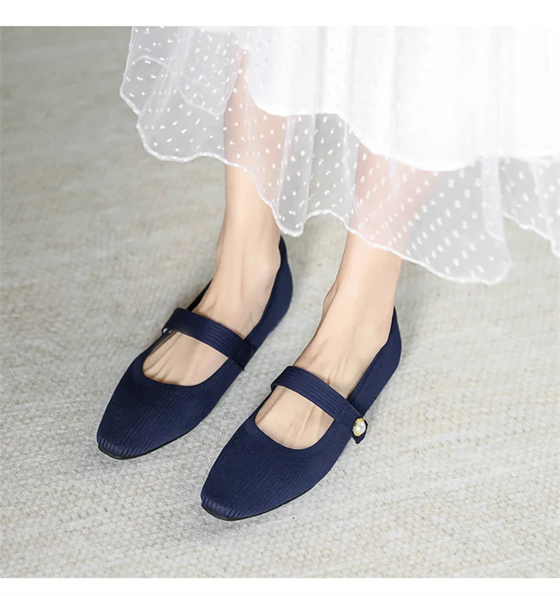 Stretchy Women Mary Jane Flats - Ribbed Knit For Spring - Image 26