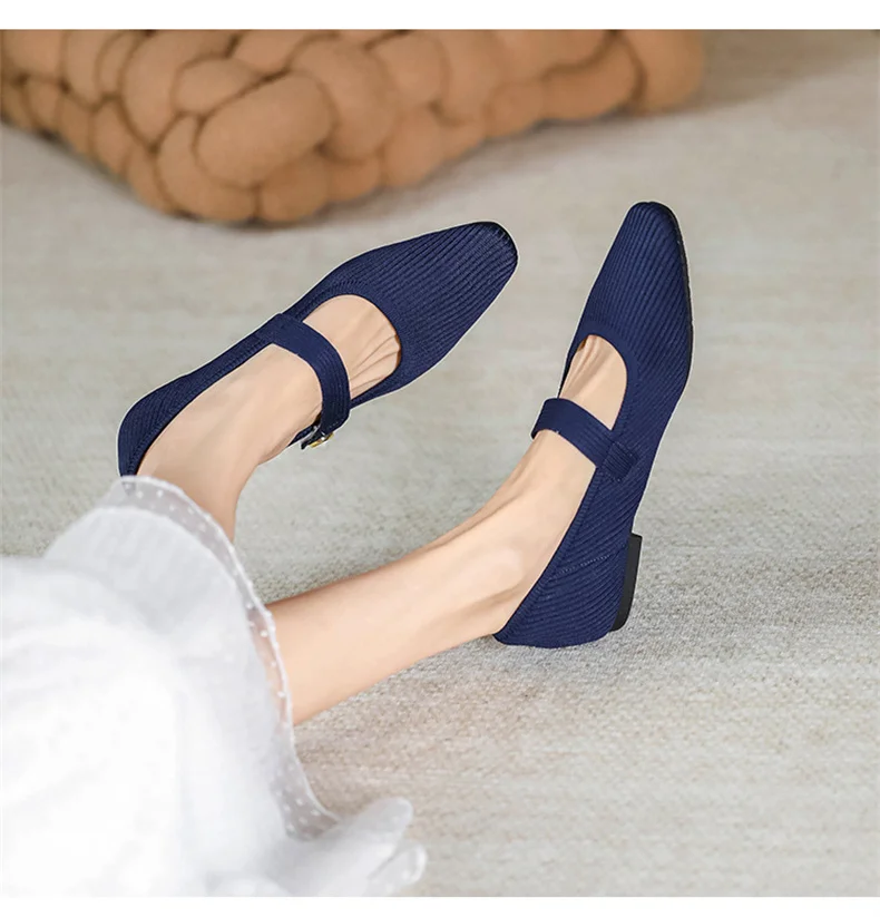 Stretchy Women Mary Jane Flats - Ribbed Knit For Spring - Image 27