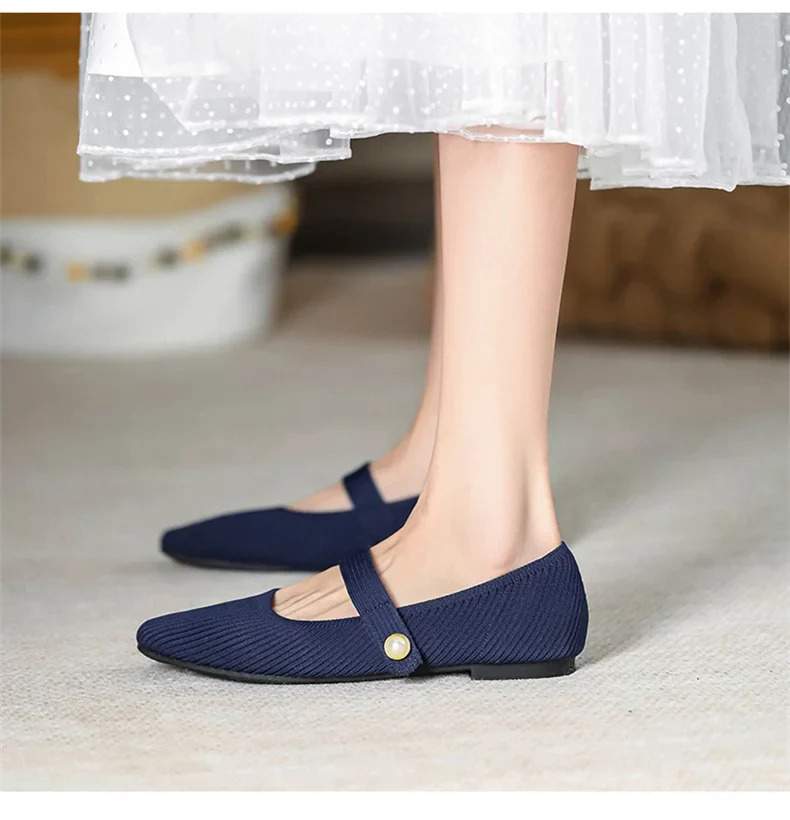 Stretchy Women Mary Jane Flats - Ribbed Knit For Spring - Image 28