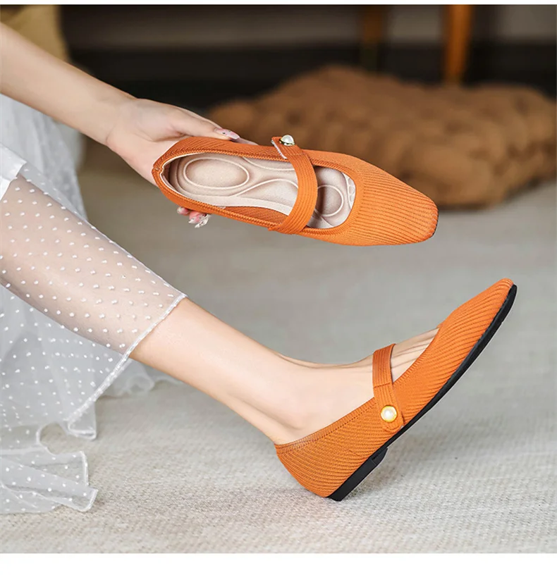Stretchy Women Mary Jane Flats - Ribbed Knit For Spring - Image 29
