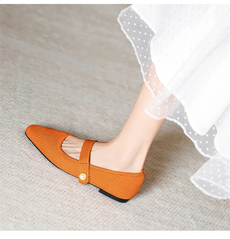 Stretchy Women Mary Jane Flats - Ribbed Knit For Spring - Image 30