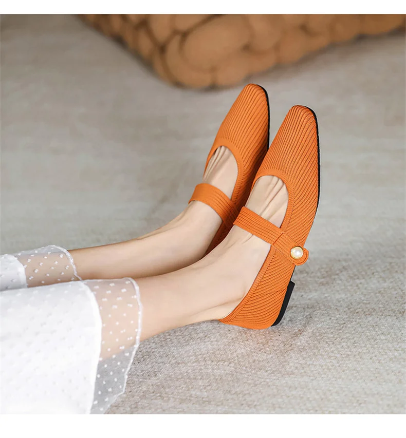 Stretchy Women Mary Jane Flats - Ribbed Knit For Spring - Image 31