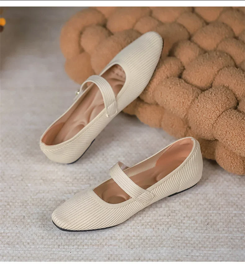 Stretchy Women Mary Jane Flats - Ribbed Knit For Spring - Image 33