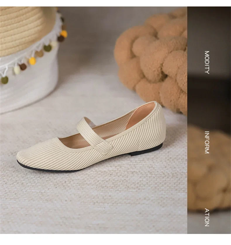 Stretchy Women Mary Jane Flats - Ribbed Knit For Spring - Image 35