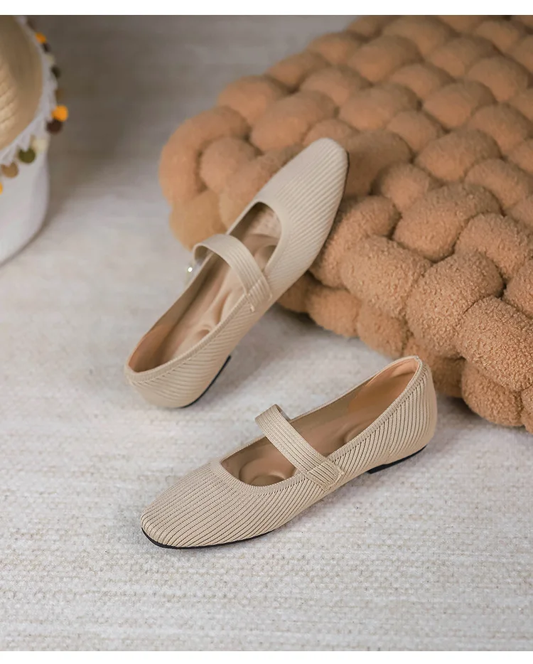 Stretchy Women Mary Jane Flats - Ribbed Knit For Spring - Image 38