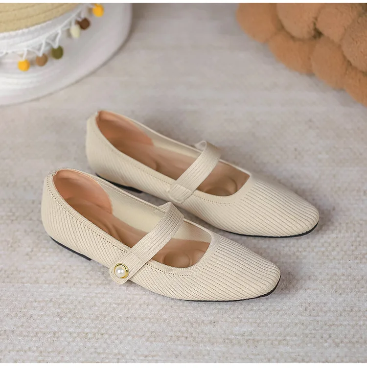 Stretchy Women Mary Jane Flats - Ribbed Knit For Spring - Image 40