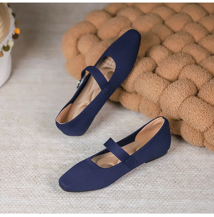 Stretchy Women Mary Jane Flats - Ribbed Knit For Spring - Image 42