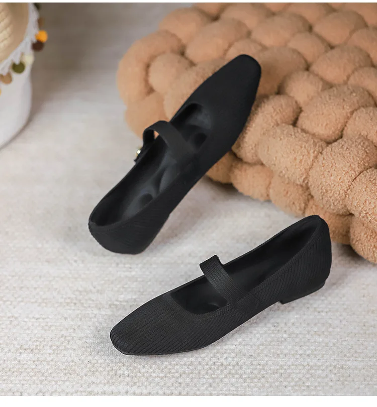 Stretchy Women Mary Jane Flats - Ribbed Knit For Spring - Image 43
