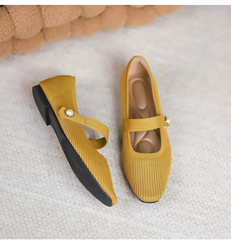 Stretchy Women Mary Jane Flats - Ribbed Knit For Spring - Image 45