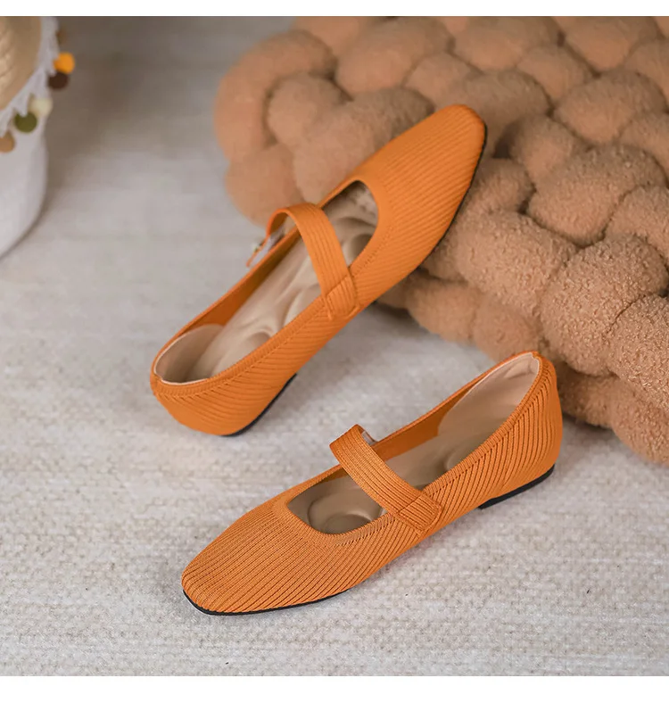 Stretchy Women Mary Jane Flats - Ribbed Knit For Spring - Image 46
