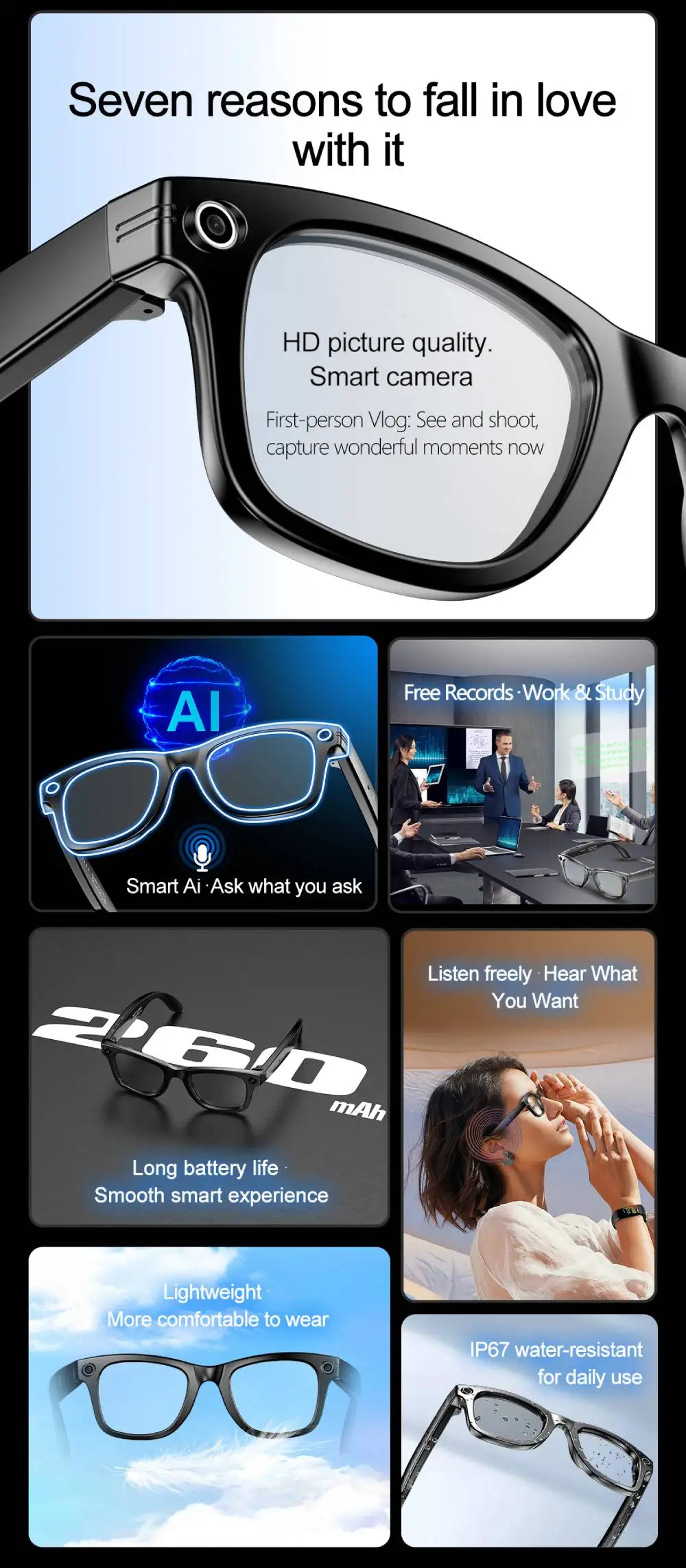AI Smart Glasses 720P Translation Camera Sunglasses - Image 9