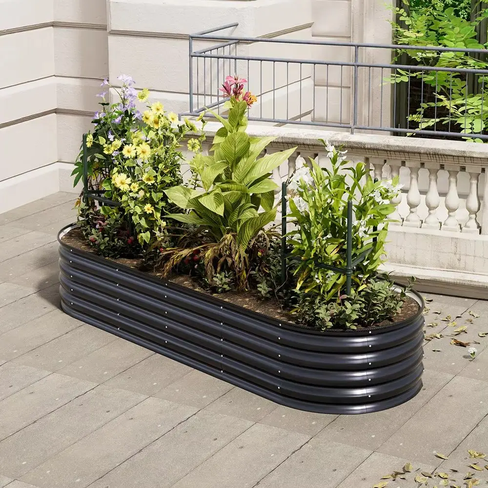 240cm Galvanized Steel Raised Garden Bed, Bottomless Design for Healthy Plant Growth, Weather Resistant, Easy Assembly