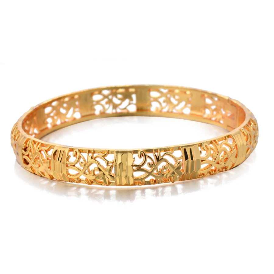 Gold Color Bangle Openwork Wedding Bracelet Dubai Style - Image 11