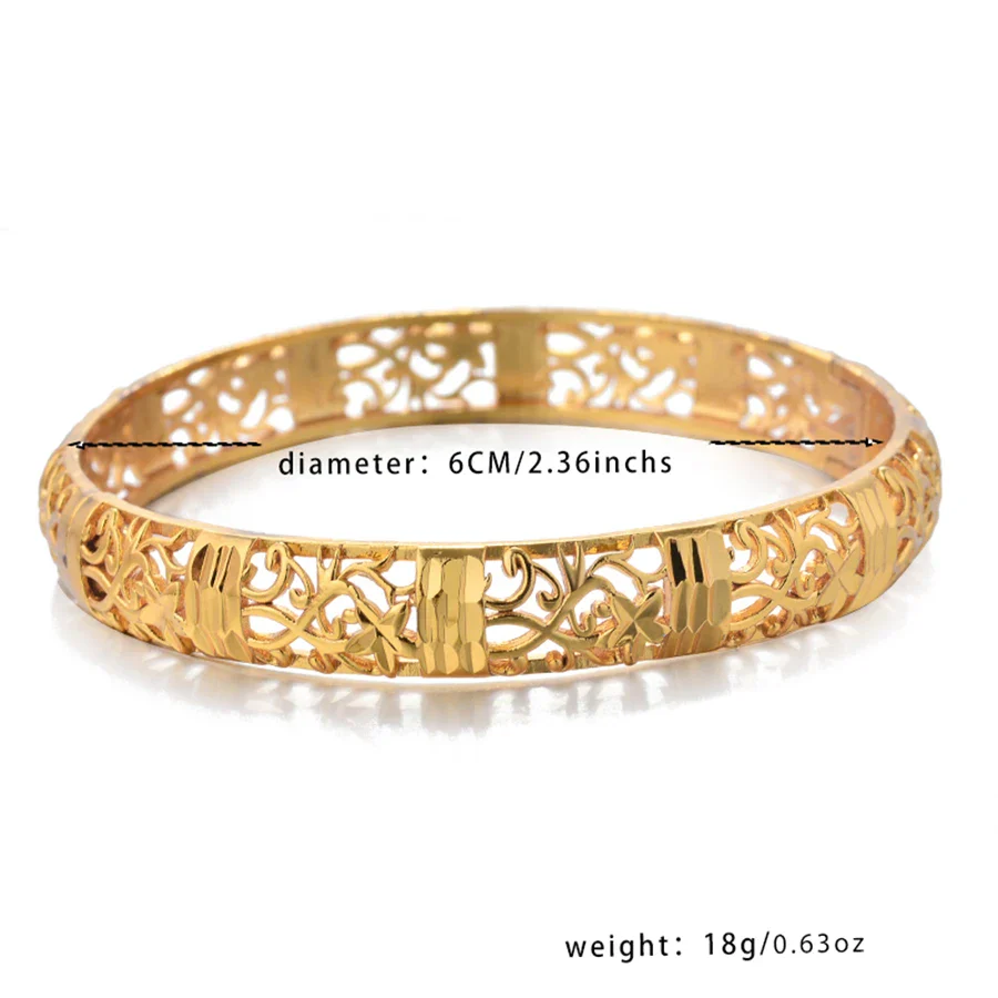 Gold Color Bangle Openwork Wedding Bracelet Dubai Style - Image 3