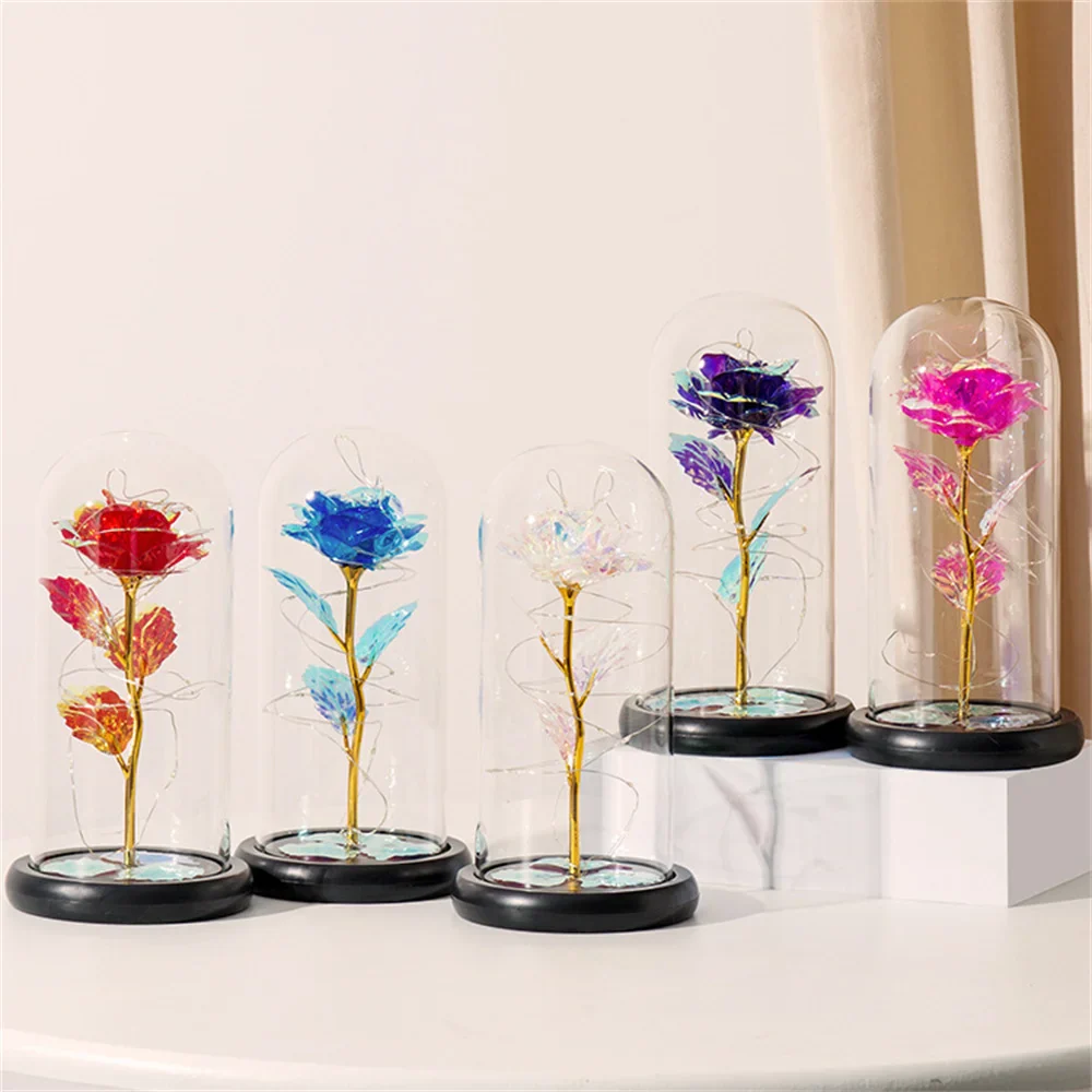 24K Gold Galaxy Rose with LED Lights – Mother's Day Gift Box Foil Flower With String Lights & Box Artificial Flower Gift - Image 4