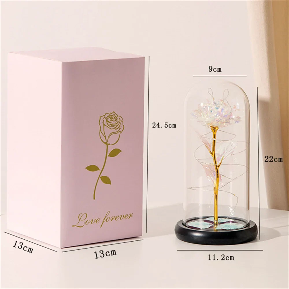 24K Gold Galaxy Rose with LED Lights – Mother's Day Gift Box Foil Flower With String Lights & Box Artificial Flower Gift - Image 6