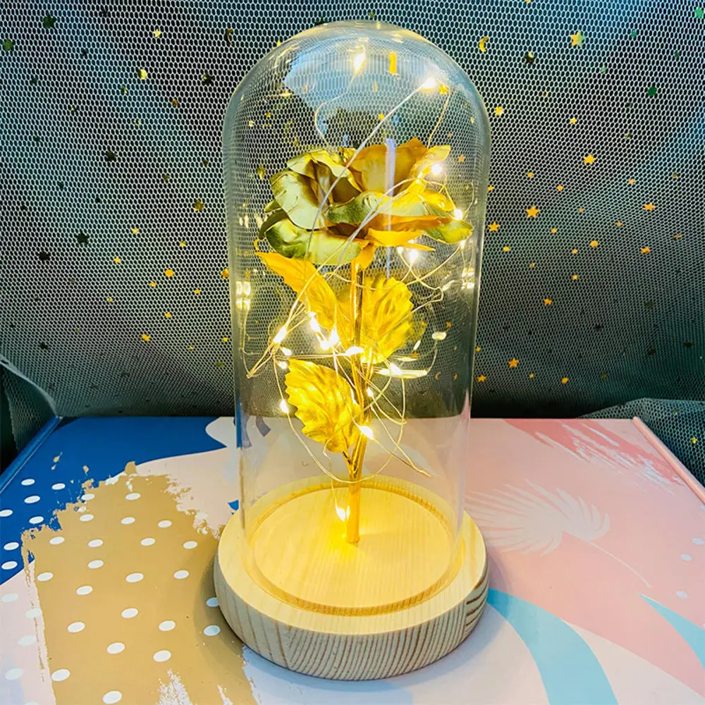 24K Gold Galaxy Rose with LED Lights – Mother's Day Gift Box Foil Flower With String Lights & Box Artificial Flower Gift - Image 7