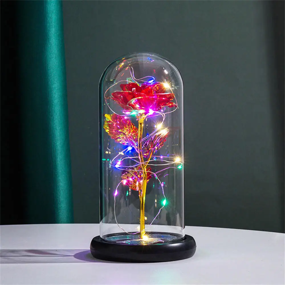 24K Gold Galaxy Rose with LED Lights – Mother's Day Gift Box Foil Flower With String Lights & Box Artificial Flower Gift - Image 8