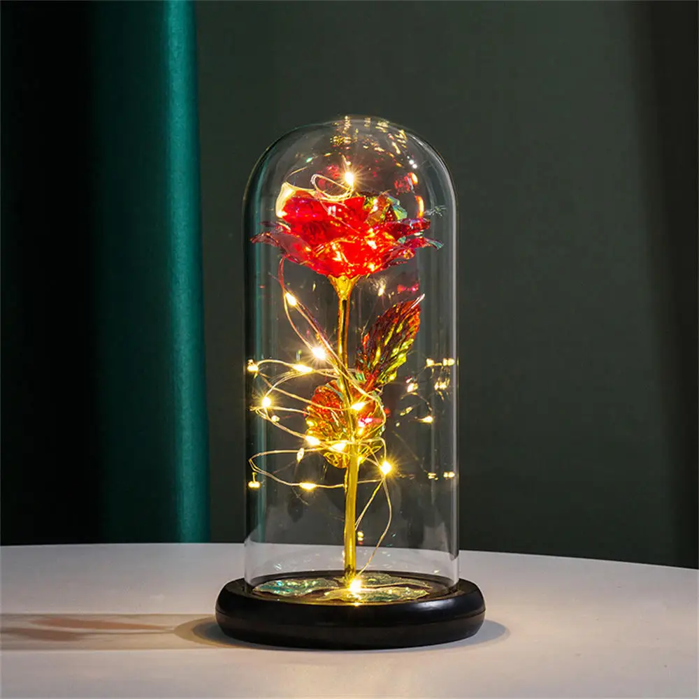 24K Gold Galaxy Rose with LED Lights – Mother's Day Gift Box Foil Flower With String Lights & Box Artificial Flower Gift - Image 9