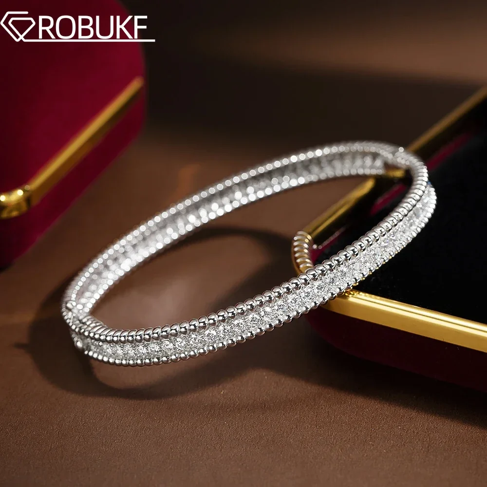 Moissanite 2mm Bracelet 18K Gold Plated Tennis Bangle - Image 2
