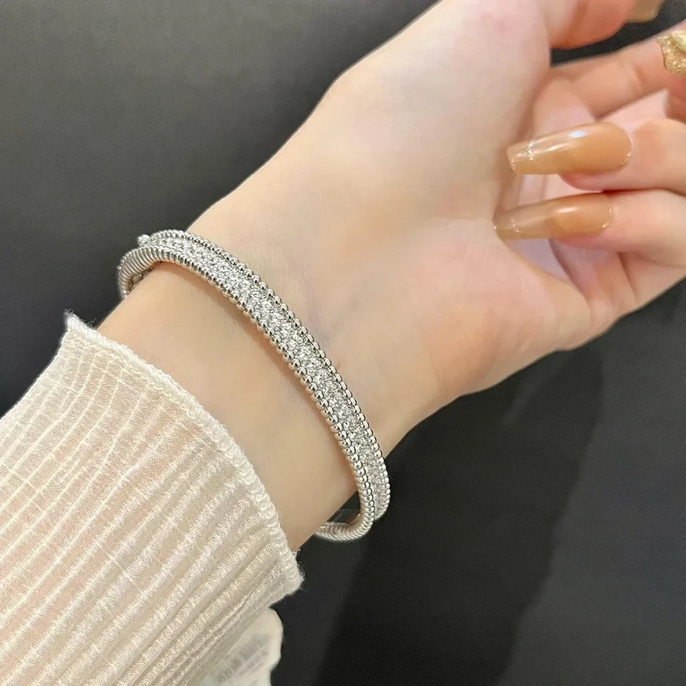 Moissanite 2mm Bracelet 18K Gold Plated Tennis Bangle - Image 6