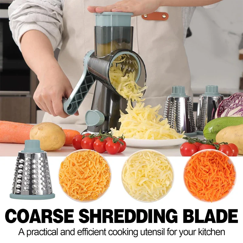 3 in 1 Rotary Cheese Grater Manual Vegetable Slicer for Nuts and Cheese - Image 3