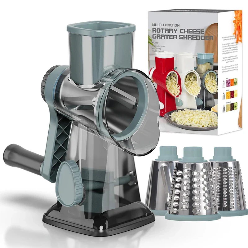 3 in 1 Rotary Cheese Grater Manual Vegetable Slicer for Nuts and Cheese - Image 9