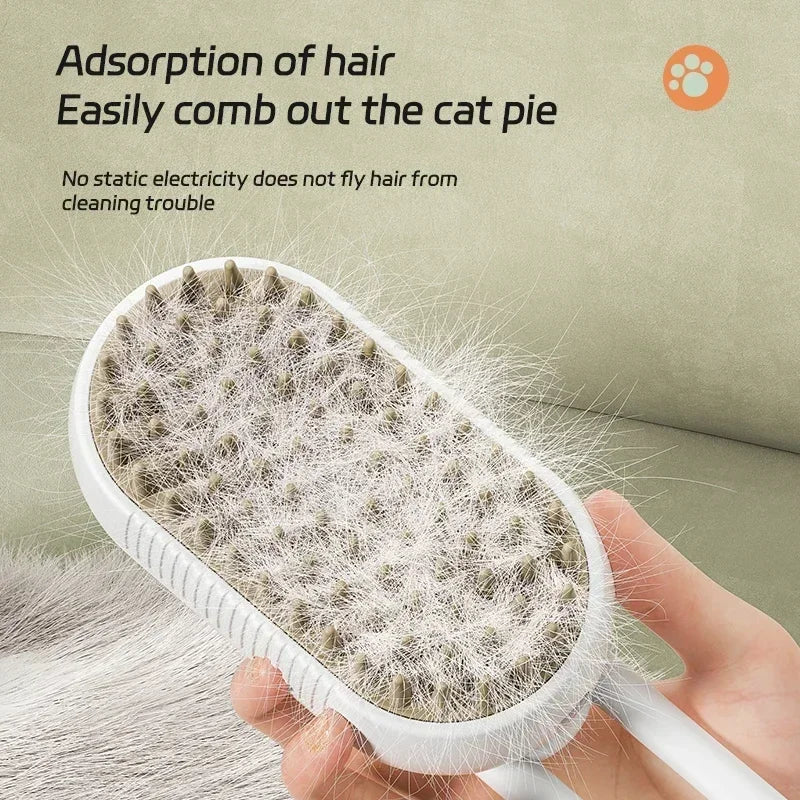3 In1 Dog Cat Steamy Brush Spray Massage - Bath Brush & Hair Removal Tool - Image 3