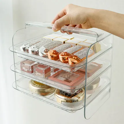 3 Layers Cosmetic Storage Box - Dustproof Makeup Organizer for Jewelry, Skin Care, Desktop - Image 4