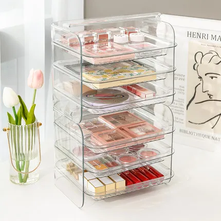 3 Layers Cosmetic Storage Box - Dustproof Makeup Organizer for Jewelry, Skin Care, Desktop - Image 5