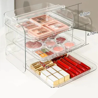 3 Layers Cosmetic Storage Box - Dustproof Makeup Organizer for Jewelry, Skin Care, Desktop - Image 7