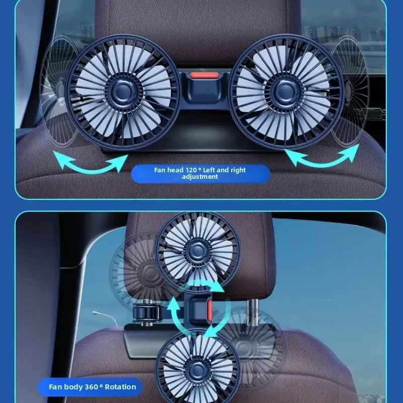 3-Speed USB Fan for Car with Dual Heads and 360-Degree Rotation, Portable Cooling Solution for Summer Comfort - Image 3