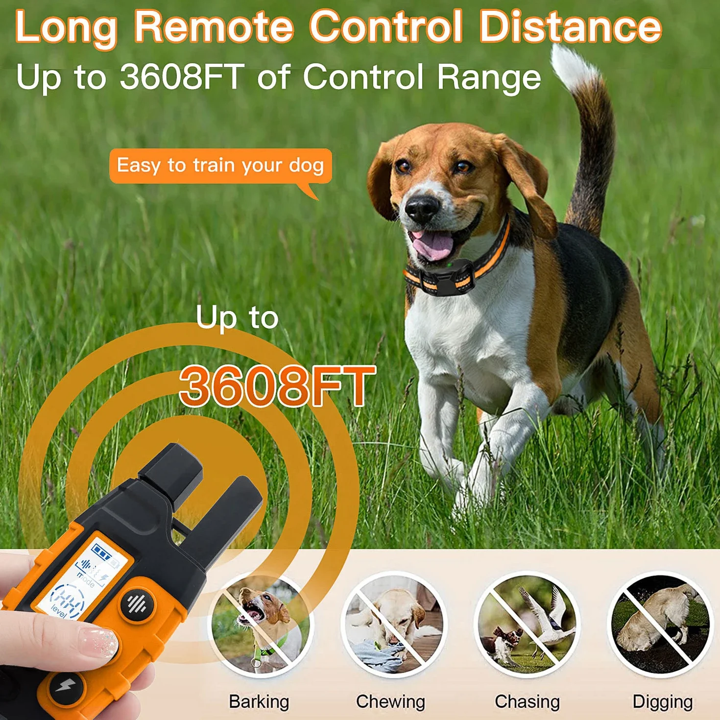 3300Ft Waterproof Electric Dog Training Collar for 5-120lbs Puppy with Remote Control - Image 3