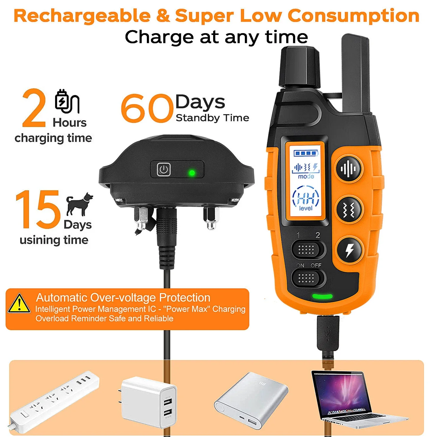 3300Ft Waterproof Electric Dog Training Collar for 5-120lbs Puppy with Remote Control - Image 4