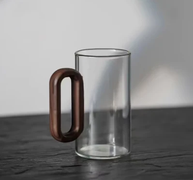 360ML High Borosilicate Glass Wood Tea Cup - Large Capacity Drinking Coffee Mug - Image 7