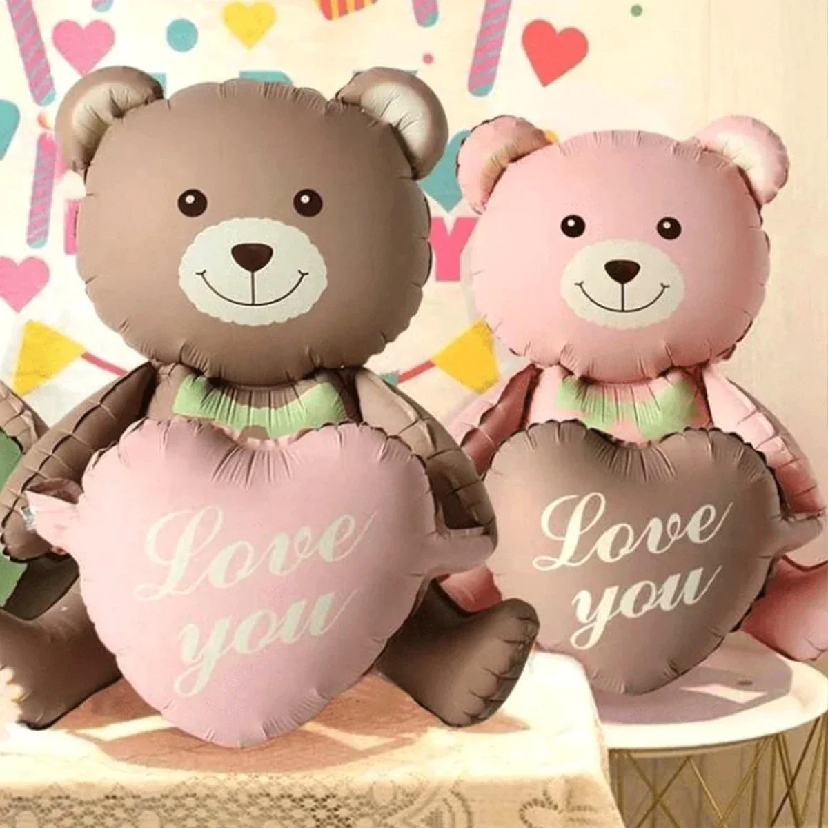 3D Bear Balloon Foil Lying Cartoon Heart Design Birthday Party And Valentine Decor 2026 Gift - Image 3