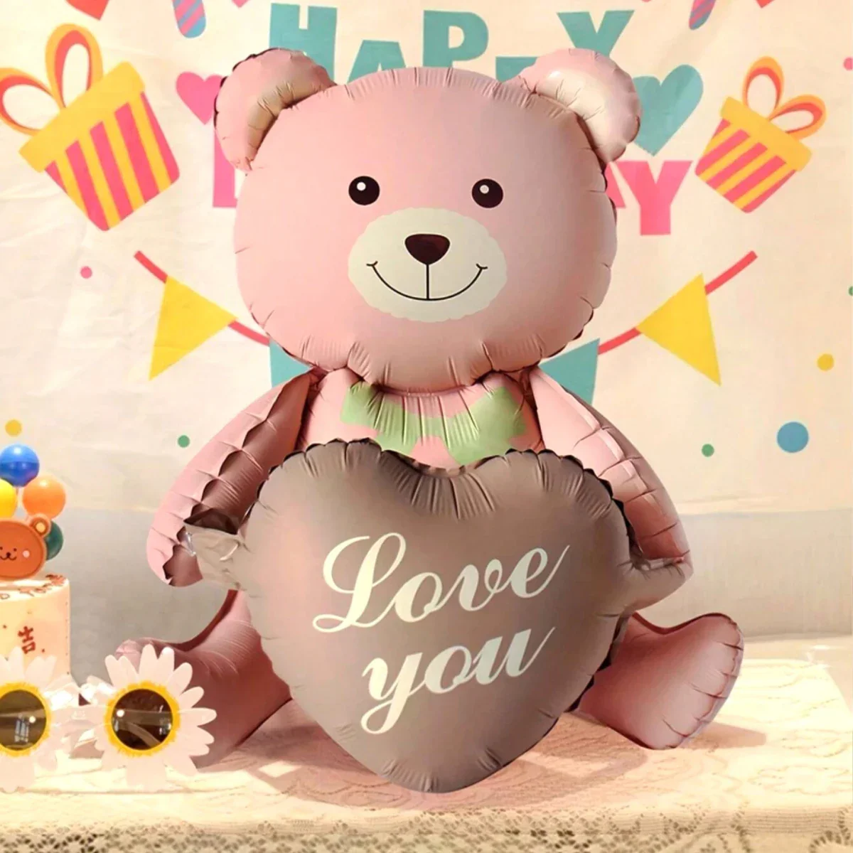 3D Bear Balloon Foil Lying Cartoon Heart Design Birthday Party And Valentine Decor 2026 Gift - Image 4