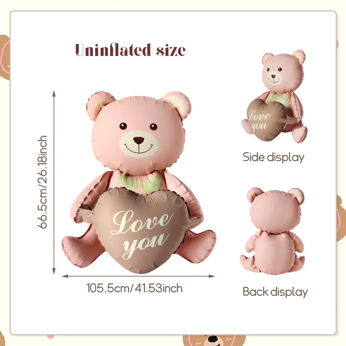 3D Bear Balloon Foil Lying Cartoon Heart Design Birthday Party And Valentine Decor 2026 Gift - Image 6