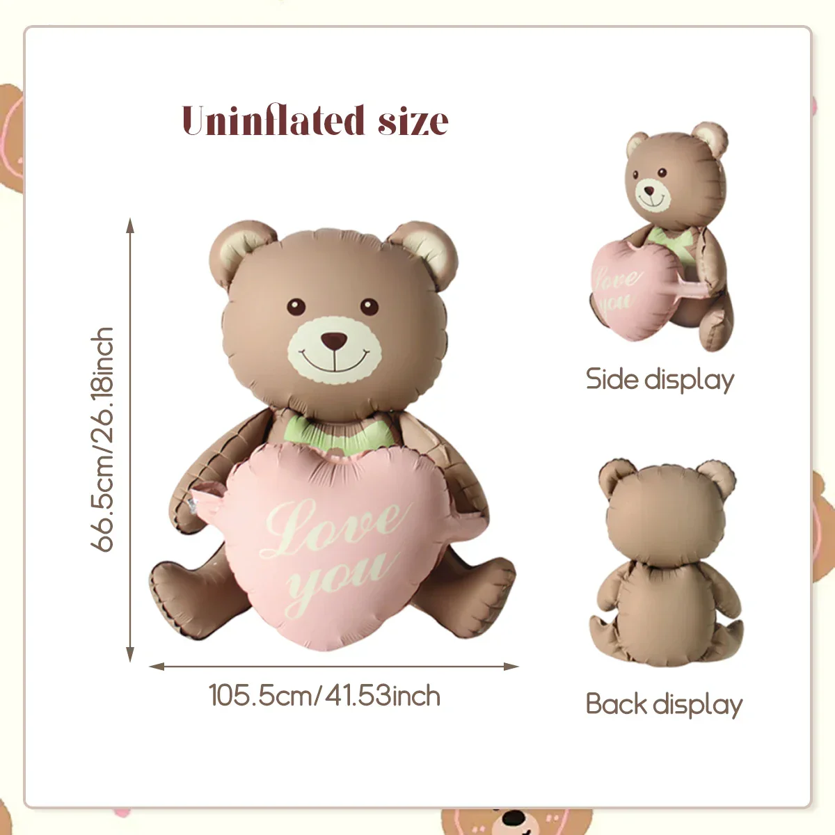 3D Bear Balloon Foil Lying Cartoon Heart Design Birthday Party And Valentine Decor 2026 Gift - Image 7