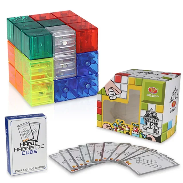 3D Magnetic Building Blocks Set with 54 Guide Cards, Eco-Friendly Magnetic Tiles for Kids Age 6 and Up, 7-Piece Puzzle Cube - Image 7