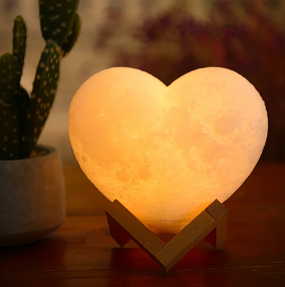 3D Moon Lamp Heart Shape Night Light USB Rechargeable Remote Controlled Romantic Decor Fall 2025 Gift - Image 2