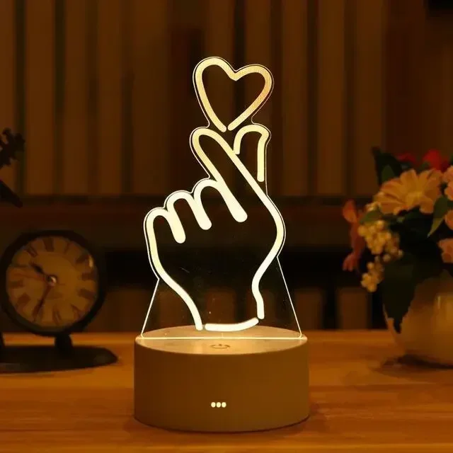 3D Romantic LED Night Light Lamp - Kids Bedroom Decor, A Unique Valentine's Day Gift for Weddings - Image 2