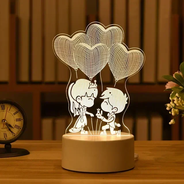 3D Romantic LED Night Light Lamp - Kids Bedroom Decor, A Unique Valentine's Day Gift for Weddings - Image 3