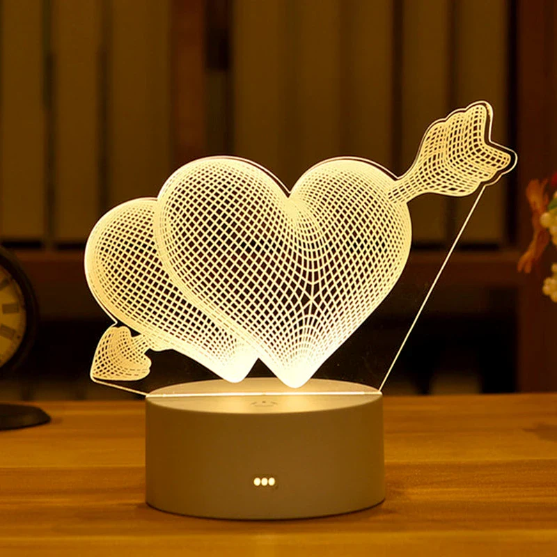 3D Romantic LED Night Light Lamp - Kids Bedroom Decor, A Unique Valentine's Day Gift for Weddings - Image 5