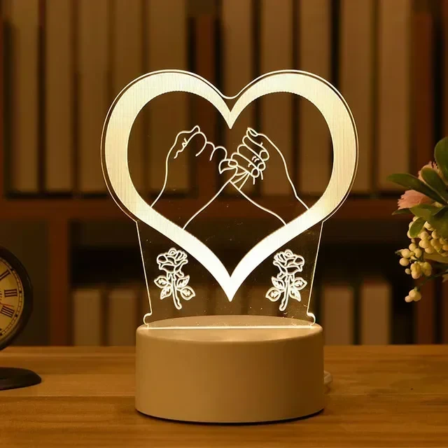 3D Romantic LED Night Light Lamp - Kids Bedroom Decor, A Unique Valentine's Day Gift for Weddings - Image 6