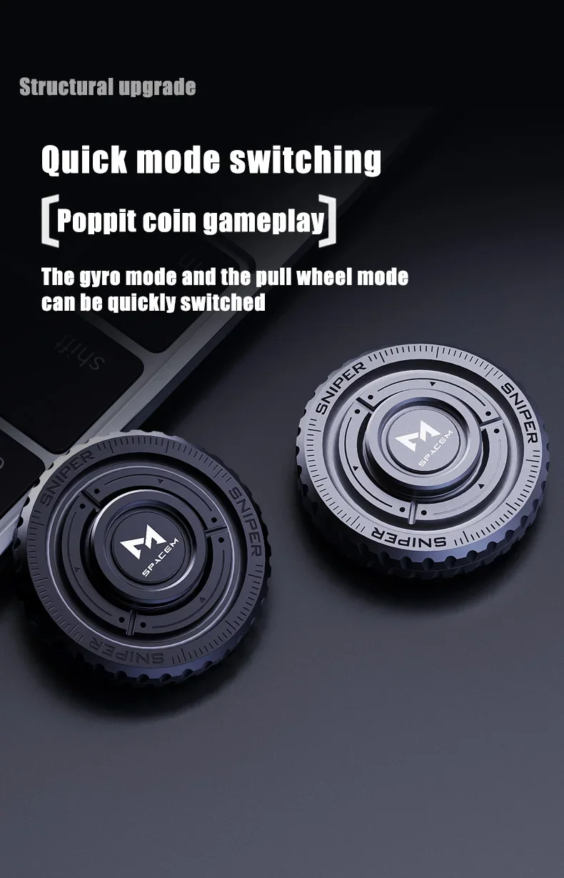 EDC Metal 3in1 Pushing Card Spinner Coin Stress Reliever - Image 14