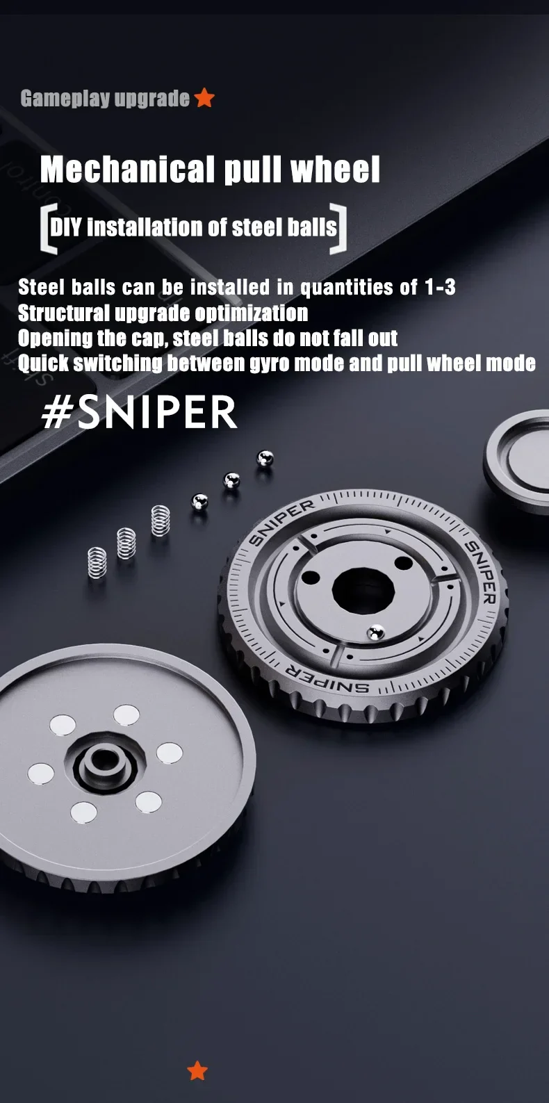 EDC Metal 3in1 Pushing Card Spinner Coin Stress Reliever - Image 6