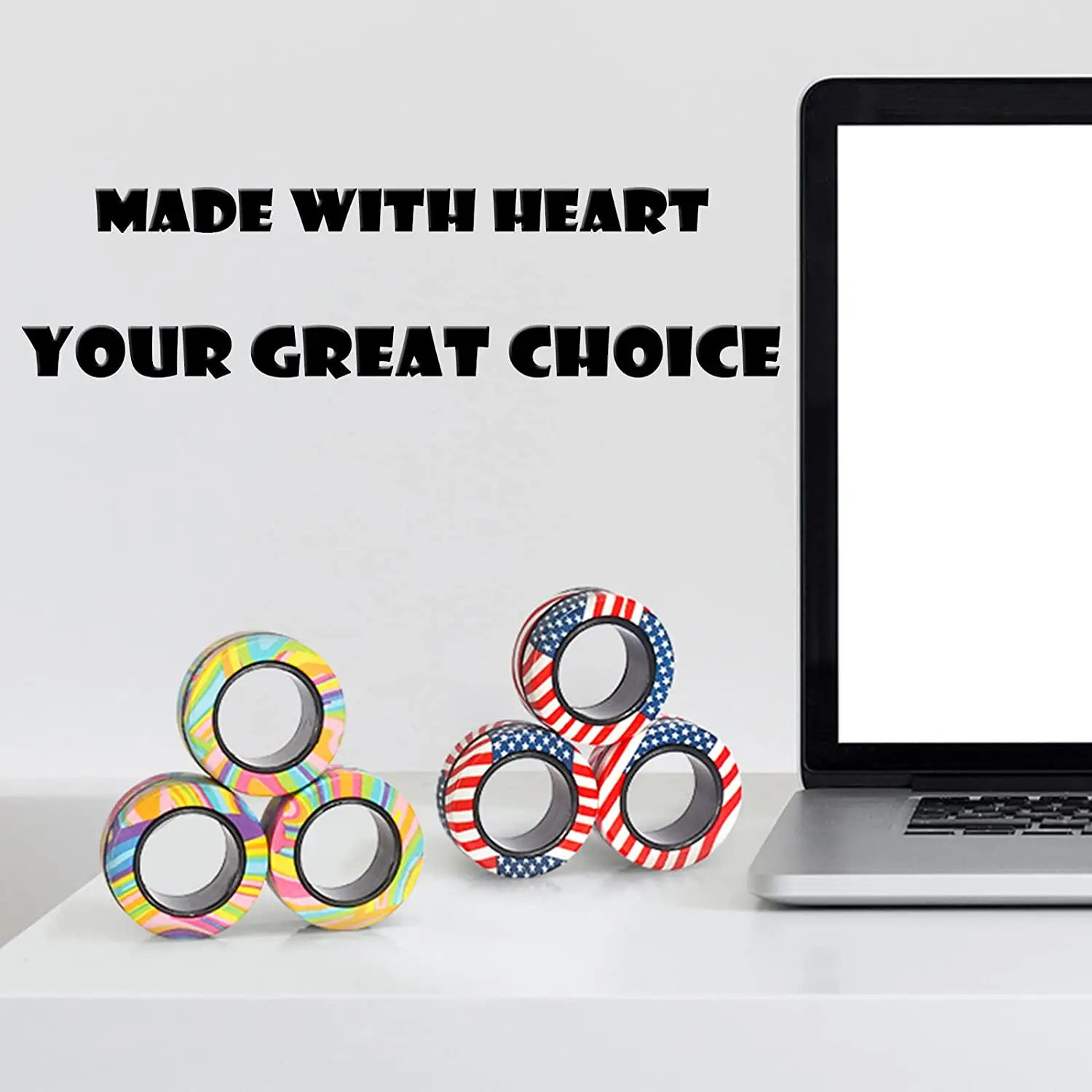 Magnetic Fidget Rings Set 3Pcs Stress Relief Spinner - Image 12