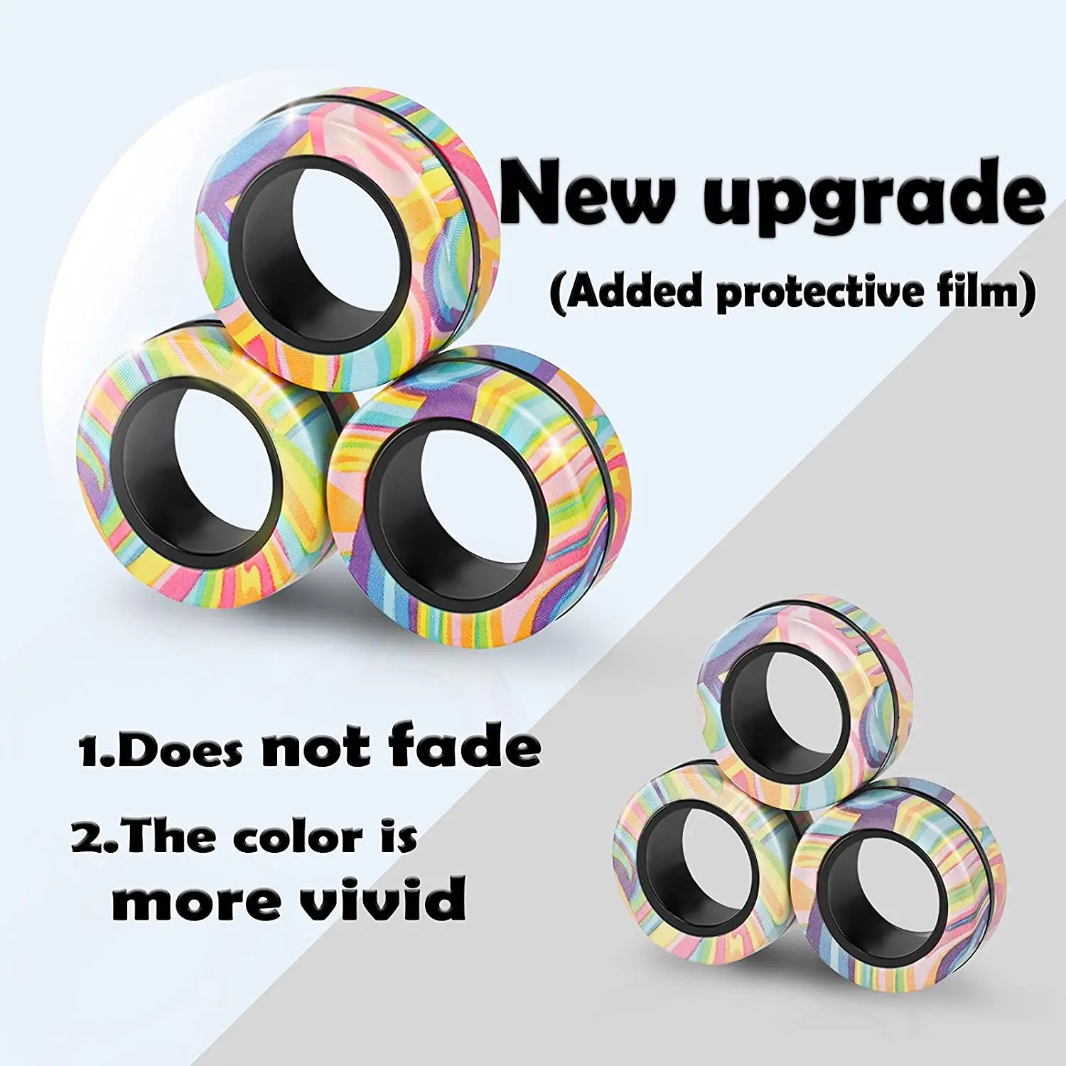Magnetic Fidget Rings Set 3Pcs Stress Relief Spinner - Image 2