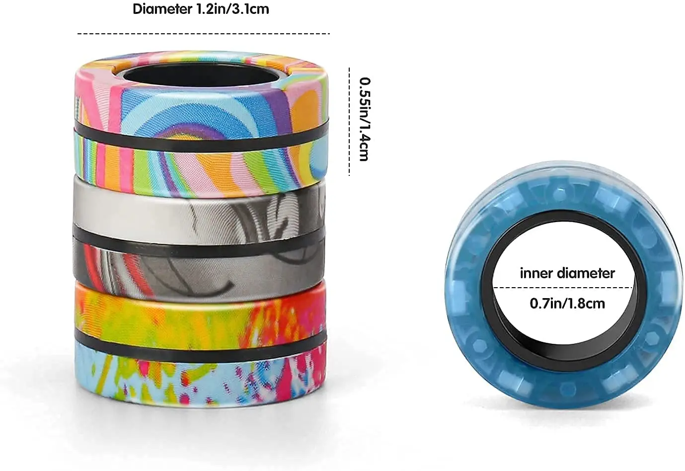 Magnetic Fidget Rings Set 3Pcs Stress Relief Spinner - Image 5